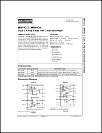 MM74C76M datasheet:  Dual J-K Flip-Flops with Clear and Preset MM74C76M