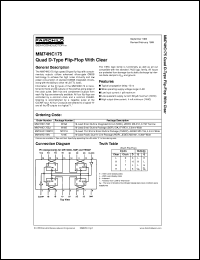 MM74HC175MTCX datasheet:  Quad D-Type Flip-Flop with Clear MM74HC175MTCX