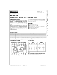 MM74HC74AMTC datasheet:  Dual D-Type Flip-Flop with Preset and Clear MM74HC74AMTC