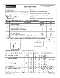 MMBD4448 datasheet:  High Conductance Fast Diode MMBD4448