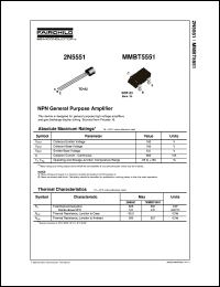 MMBT5551 datasheet:  NPN General Purpose Amplifier MMBT5551