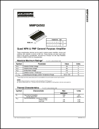 MMPQ6502 datasheet:  Quad NPN & PNP General Purpose Amplifier [Obsolete] MMPQ6502