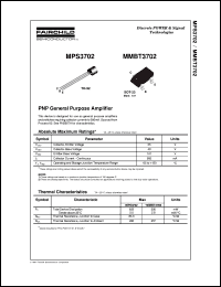 MPS3702 datasheet:   PNP General Purpose Amplifier MPS3702