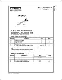 MPS6531 datasheet:   NPN General Purpose Amplifier MPS6531