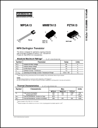 MPSA13 datasheet:  NPN Darlington Transistor MPSA13