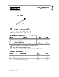 MPSL01 datasheet:   NPN General Purpose Amplifier MPSL01