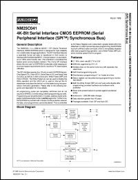 NM25C041LM8 datasheet:  4K-Bit Serial Interface CMOS EEPROM (Serial Peripheral Interface (SPI) Synchronous Bus) NM25C041LM8