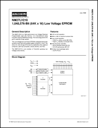 NM27LV210V200 datasheet:  1,048,576-Bit (64k x 16) Low Voltage EPROM [Life-time buy] NM27LV210V200