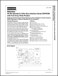 NM34W02M8 datasheet:  2K-Bit with Standard 2-Wire Bus Interface Designed with Permanent Write-Protection for First 128 Bytes for Serial Presence Detect Application on Memory Module (PC100 Compliant) NM34W02M8