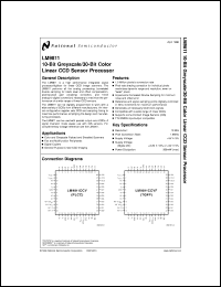 LM9811CCV datasheet: 10-Bit Greyscale/30-Bit Color Linear CCD Sensor Processor [Life-time buy] LM9811CCV