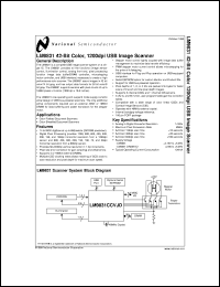 LM9831CCVJD datasheet: 42-Bit Color, 1200dpi USB Image Scanner LM9831CCVJD