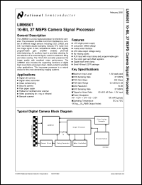 LM98501CCVBH datasheet: 10-Bit, 27 MSPS Camera Signal Processor LM98501CCVBH
