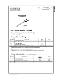 TN4033A datasheet:  PNP General Purpose Amplifier TN4033A