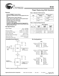 W181-01 datasheet: Peak Reducing EMI Solution W181-01