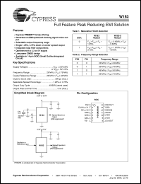 W183 datasheet: Full Feature Peak Reducing EMI Solution W183