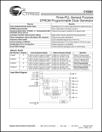 CY2291F datasheet: Three-PLL General Purpose Field Programmable Clock Generator CY2291F