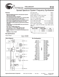 W133H datasheet: Spread Spectrum System Frequency Synthesizer W133H