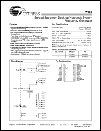 W164G datasheet: Spread Spectrum Desktop / Notebook System Frequency Generator W164G