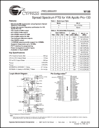 W199H datasheet: Spread Spectrum FTG for VIA Apollo Pro-133 W199H