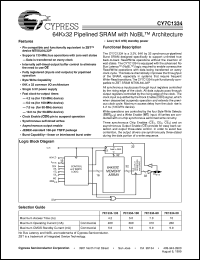 CY7C1334-100AC datasheet: 64Kx32 Pipelined SRAM with NoBL Architecture CY7C1334-100AC