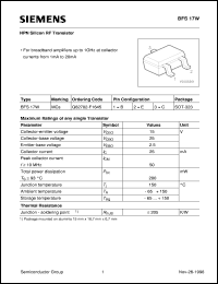 BFS17W datasheet: NPN silicon RF transistor BFS17W