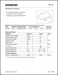 BFT92 datasheet: PNP silicon RF transistor BFT92