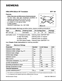 BFY181H datasheet: HiRel NPN silicon RF transistor BFY181H