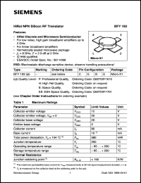 BFY193P datasheet: HiRel NPN silicon RF transistor BFY193P