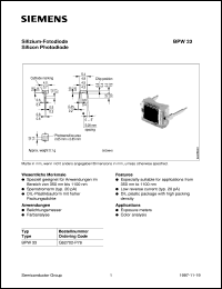 BPW33 datasheet: Silicon photodiode BPW33
