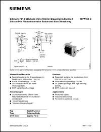 BPW34B datasheet: Silicon PIN photodiode with enhanced blue sensitivity BPW34B