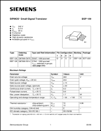 BSP129 datasheet: N-channel SIPMOS small-signal transistor BSP129