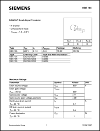 BSS125 datasheet: N-channel SIPMOS small-signal transistor BSS125