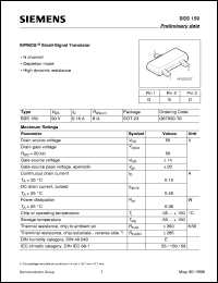 BSS159 datasheet: N-channel SIPMOS small-signal transistor BSS159