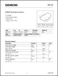 BSS192 datasheet: P-channel SIPMOS small-signal transistor BSS192