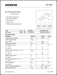 BUP400D datasheet: IGBT with antiparallel diode BUP400D