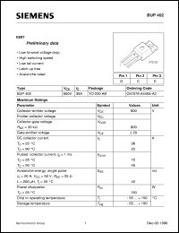 BUP402 datasheet: IGBT BUP402