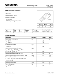 BUZ101S datasheet: N-channel SIPMOS power transistor BUZ101S