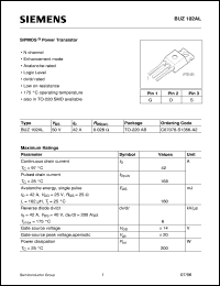 BUZ102AL datasheet: N-channel SIPMOS power transistor BUZ102AL