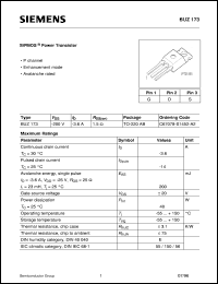 BUZ173 datasheet: P-channel SIPMOS power transistor BUZ173