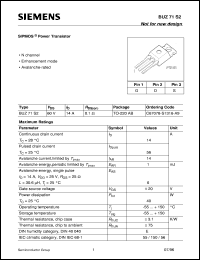 BUZ71S2 datasheet: N-channel SIPMOS power transistor BUZ71S2