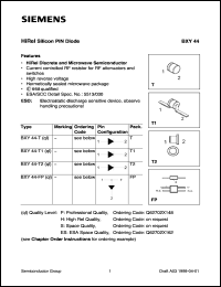 BXY44-T1P datasheet: HiRel silicon PIN diode BXY44-T1P