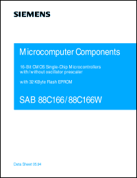 SAB88C166W-5M datasheet: 16-bit CMOS microcontroller (1KByte RAM, 32 KByte Flash EEPROM) SAB88C166W-5M