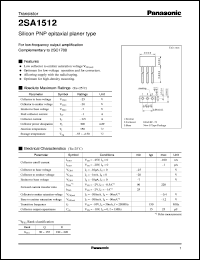 2SA1512 datasheet: Small signal silicon PNP transistor 2SA1512