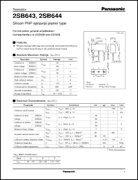 2SB0643 datasheet: Silicon PNP epitaxial planar type small signal transistor 2SB0643