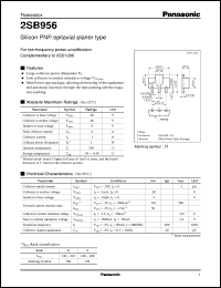 2SB0956 datasheet: Silicon PNP epitaxial planar type small signal transistor 2SB0956