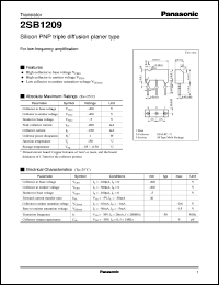 2SB1209 datasheet: Silicon PNP triple diffusion planar type small signal transistor 2SB1209