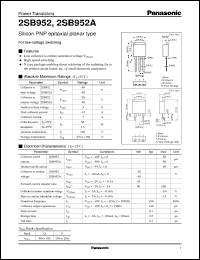 2SB0952A datasheet: Silicon PNP epitaxial planar type power transistor 2SB0952A