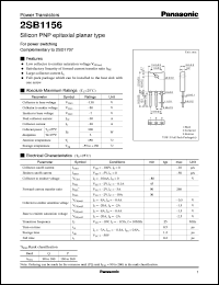 2SB1156 datasheet: Silicon PNP epitaxial planar type power transistor 2SB1156
