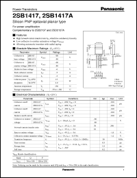 2SB1417 datasheet: Silicon PNP epitaxial planar type power transistor 2SB1417