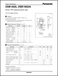 2SB1603 datasheet: Silicon PNP epitaxial planar type power transistor 2SB1603